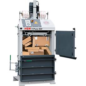 Ballenpresse HSM V-Press 504, 2 vertikale Umreifungen für Ballen bis 60 kg, geeignet für Ballenentnahmewagen, Presskraft 40 kN, Kniehebelverschluss