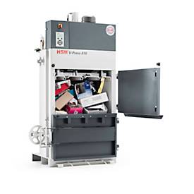 Ballenpresse HSM V-Press 610, 3 vertikale Umreifungen für Ballen bis 100 kg, Presskraft 120 kN, TorsionControlSystem, Schwenktür