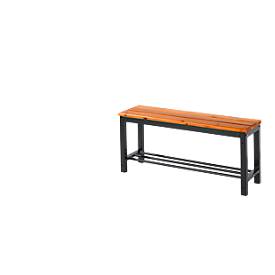 Banc en bois avec porte-chaussures - L 1000 x P 310 x H 450 mm - piètement noir