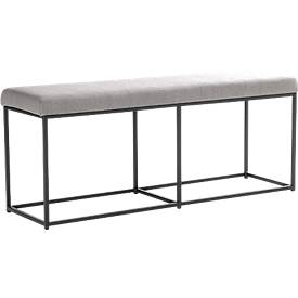 Banc Paperflow Cube, pour 3 personnes, design industriel, revêtement polyester, structure acier &amp; contreplaqué, L 1200 x P 360 x H 495 mm, gris