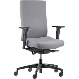 Bandscheibenstuhl Dauphin @Just evo operator AJ 4872, mit Armlehnen, Synchronmechanik, Polsterrückenlehne, Bandscheibensitz, platingrau