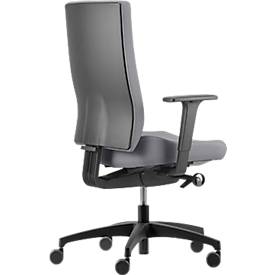 Bandscheibenstuhl Dauphin @Just evo operator AJ 4872, mit Armlehnen, Synchronmechanik, Polsterrückenlehne, Bandscheibensitz, platingrau