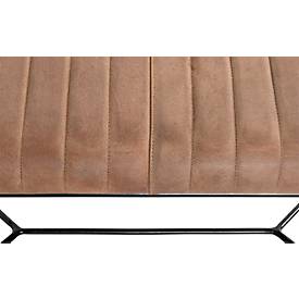 Bank HAKU, gepolstert, B 1000 x H 480 mm, Leder und Metall, braun-schwarz