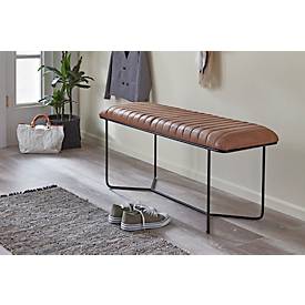 Bank HAKU, gepolstert, B 1000 x H 480 mm, Leder und Metall, braun-schwarz