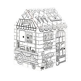 Bankers Box Spielhaus Restaurant/Candyshop, XXL ausmalbares Kinderhaus aus Wellpappe, FSC, B 813 x T 813 x H 1213 mm, ab 3 Jahren, weiß
