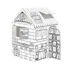 Bankers Box Spielhaus Restaurant/Candyshop, XXL ausmalbares Kinderhaus aus Wellpappe, FSC, B 813 x T 813 x H 1213 mm, ab 3 Jahren, weiß