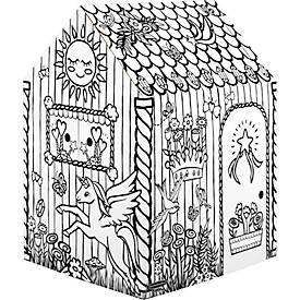 Bankers Box Spielhaus XL Playhouse Unicorn, Einhorn-Motiv, Wellpappe, bemalbar, Türen/Fenster, FSC-zertifiziert, B 813 x T 813 x H 1213 mm, weiß
