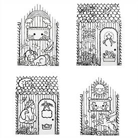 Bankers Box Spielhaus XL Playhouse Unicorn, Einhorn-Motiv, Wellpappe, bemalbar, Türen/Fenster, FSC-zertifiziert, B 813 x T 813 x H 1213 mm, weiß