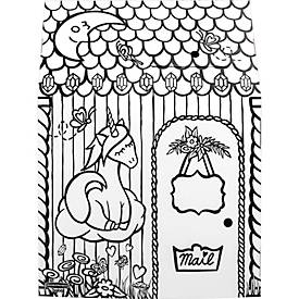 Bankers Box Spielhaus XL Playhouse Unicorn, Einhorn-Motiv, Wellpappe, bemalbar, Türen/Fenster, FSC-zertifiziert, B 813 x T 813 x H 1213 mm, weiß
