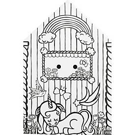 Bankers Box Spielhaus XL Playhouse Unicorn, Einhorn-Motiv, Wellpappe, bemalbar, Türen/Fenster, FSC-zertifiziert, B 813 x T 813 x H 1213 mm, weiß