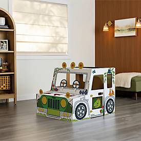 Bankers Box XL DINO-Truck Spielhaus aus Wellpappe, zum Ausmalen, Stecksystem, kinderfreundliche Tinten, FSC-zertifiziert, B 795 x T 977 x H 815 mm, weiß