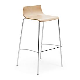 Barhocker Leyform My Stool, stapelbar bis zu 3 Stück, B 470 x T 510 x H 740 mm, Holz & Stahl, Buche Natur gebeizt, 3 Stück