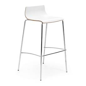 Barhocker Leyform My Stool, stapelbar bis zu 3 Stück, B 470 x T 510 x H 740 mm, Holz & Stahl, Laminat Mattweiß, 3 Stück