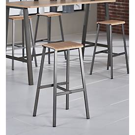 Barhocker Meeting Point, Industriedesign, Eiche-Echtholz Furnier, Rohstahlbeine, Sitzhöhe 770 mm, 2 Stück