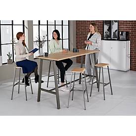 Barhocker Meeting Point, Industriedesign, Eiche-Echtholz Furnier, Rohstahlbeine, Sitzhöhe 770 mm, 2 Stück