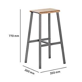 Barhocker Meeting Point, Industriedesign, Eiche-Echtholz Furnier, Rohstahlbeine, Sitzhöhe 770 mm, 2 Stück