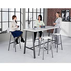Barhocker Meeting Point, Industriedesign, weiß, Rohstahlbeine, Sitzhöhe 770 mm, 2 Stück