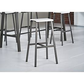Barhocker Meeting Point, Industriedesign, weiß, Rohstahlbeine, Sitzhöhe 770 mm, 2 Stück