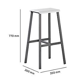 Barhocker Meeting Point, Industriedesign, weiß, Rohstahlbeine, Sitzhöhe 770 mm, 2 Stück