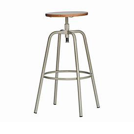 Barhocker PARIS, höhenverstellbar, Rundrohrfuß-Gestell, Ø 390 x T 390 x H 700-800 mm, taupe/taupe