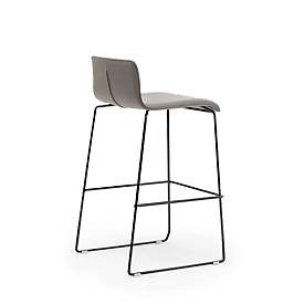 Barhocker Zerosedici, stapelbar, Gestell schwarz lackiert, Bezug grau, 2 Stück