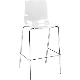 Barkruk FONDO - kunststof - verchroomd frame - wit