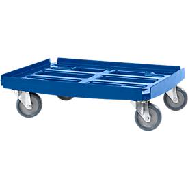 Basic Transportroller Serie WTR2, für 600 x 400 mm Boxen, Polypropylen, stapelbar, blau