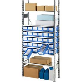 Basis stelling R 3000 - stalen – B 1055 x D 400 x H 2278 mm -  1 basissectie met 8 legborden + 30 stellingbakken RK 421 - verzinkt