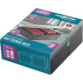Batterien Ansmann, Vorratsbox mit 32 x Micro AAA und 20 x Mignon AA Batterien, Aufhängeösen, inkl. Befestigungsmaterial