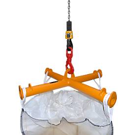 Bauer Big-Bag-Traverse TBB, für Kran, L 1100 x B 1100 x H 215 mm, bis 2000 kg, Stahlrohr, Gelborange