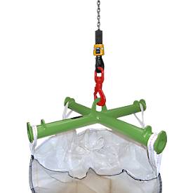 Bauer Big-Bag-Traverse TBB, für Kran, L 1100 x B 1100 x H 215 mm, bis 2000 kg, Stahlrohr, Resedagrün