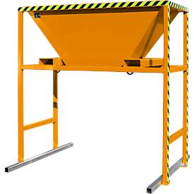 Bauer BTM Befülltrichter, Stahlblech, mobil und stationär, Einfahrtaschen, L 1700 x B 1980 x H 2050 mm, lackiert, gelborange RAL 2000