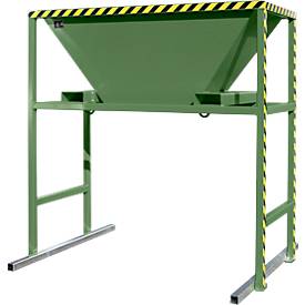 Bauer BTM Befülltrichter, Stahlblech, mobil und stationär, Einfahrtaschen, L 1700 x B 1980 x H 2050 mm, lackiert, resedagrün RAL 6011