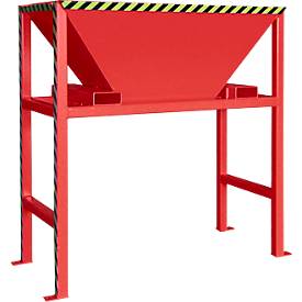 Bauer BTS Befülltrichter, Stahlblech, Standkonstruktion, Einfahrtaschen, lackiert, L 980 x B 1980 x H 2050 mm, feuerrot RAL 3000