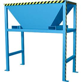 Bauer BTS Befülltrichter, Stahlblech, Standkonstruktion, Einfahrtaschen, lackiert, L 980 x B 1980 x H 2050 mm, lichtblau RAL 5012