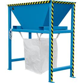 Bauer BTS Befülltrichter, Stahlblech, Standkonstruktion, Einfahrtaschen, lackiert, L 980 x B 1980 x H 2050 mm, lichtblau RAL 5012