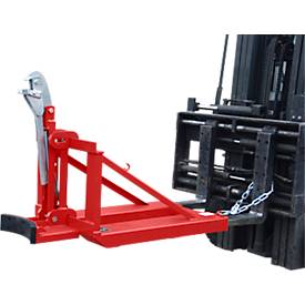 Bauer Fasslifter RS-I/91, für Stapler, 1 x 200/220-l-Fässer, L 1295 x B 585 x H 925 mm, bis 800 kg, Stahl, Feuerrot