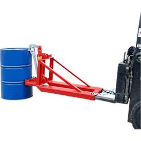 Bauer Fasslifter RS-I/91, für Stapler, 1 x 200/220-l-Fässer, L 1295 x B 585 x H 925 mm, bis 800 kg, Stahl, Feuerrot