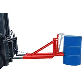 Bauer Fasslifter RS-I/91, für Stapler, 1 x 200/220-l-Fässer, L 1295 x B 585 x H 925 mm, bis 800 kg, Stahl, Feuerrot