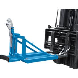 Bauer Fasslifter RS-I/91, für Stapler, 1 x 200/220-l-Fässer, L 1295 x B 585 x H 925 mm, bis 800 kg, Stahl, Lichtblau