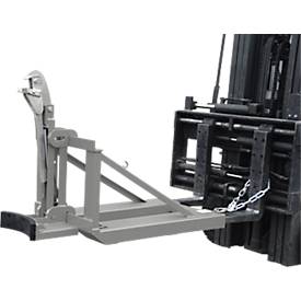 Bauer Fasslifter RS-I/91, für Stapler, 1 x 200/220-l-Fässer, L 1295 x B 585 x H 925 mm, bis 800 kg, Stahl, Mausgrau