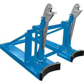 Bauer Fasslifter RS-II/91, für Stapler, 2 x 200/220-l-Fässer, L 1185 x B 940 x H 925 mm, bis 1600 kg, Stahl, Lichtblau