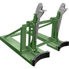 Bauer Fasslifter RS-II/91, für Stapler, 2 x 200/220-l-Fässer, L 1185 x B 940 x H 925 mm, bis 1600 kg, Stahl, Resedagrün