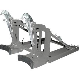 Bauer Fasslifter RS-II/D 91, für Stapler, 2 x 110 bis 200-l-Deckelfässer, L 1285 x B 940 x H 810 mm, bis 1600 kg, Stahl, Mausgrau
