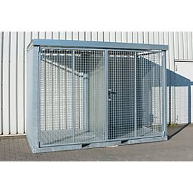 Bauer Gasflaschen-Container TYP GFC-E, abschließbar, L 3135 x B 1570 x H 2260 mm, Tränenblechboden