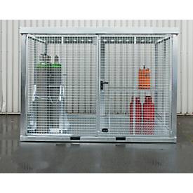 Bauer Gasflaschen Container TYP GFC-E, abschließbar, L 3135 x B 2170 x H 2260 mm, Gitterrostboden