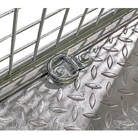 Bauer Gitterbehälter MTP 3000, mit Tränenblechboden, Auffahrrampe & 4 Verzurrösen, 3-seitiges Drahtgitter, feuerverzinkt, B 2145 x T 1085 x H 1500 mm