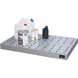 Bauer Kleingebindewanne KGW-P 4/M V4A, für Euro- und Chemiepaletten, Edelstahl, L 1200 x B 600 x H 120 mm, bis 200 kg, mit Lochblech-Rost