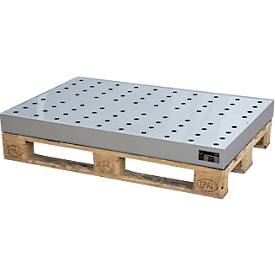 Bauer Kleingebindewanne KGW-P 4/M V4A, für Euro- und Chemiepaletten, Edelstahl, L 1200 x B 600 x H 120 mm, bis 200 kg, mit Lochblech-Rost