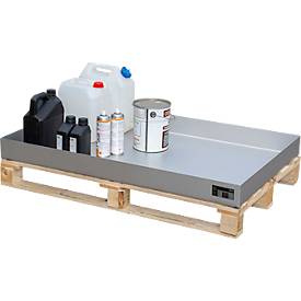 Bauer Kleingebindewanne KGW-P 4 V4A, für Euro- und Chemiepaletten, Edelstahl, L 1200 x B 600 x H 120 mm, bis 200 kg